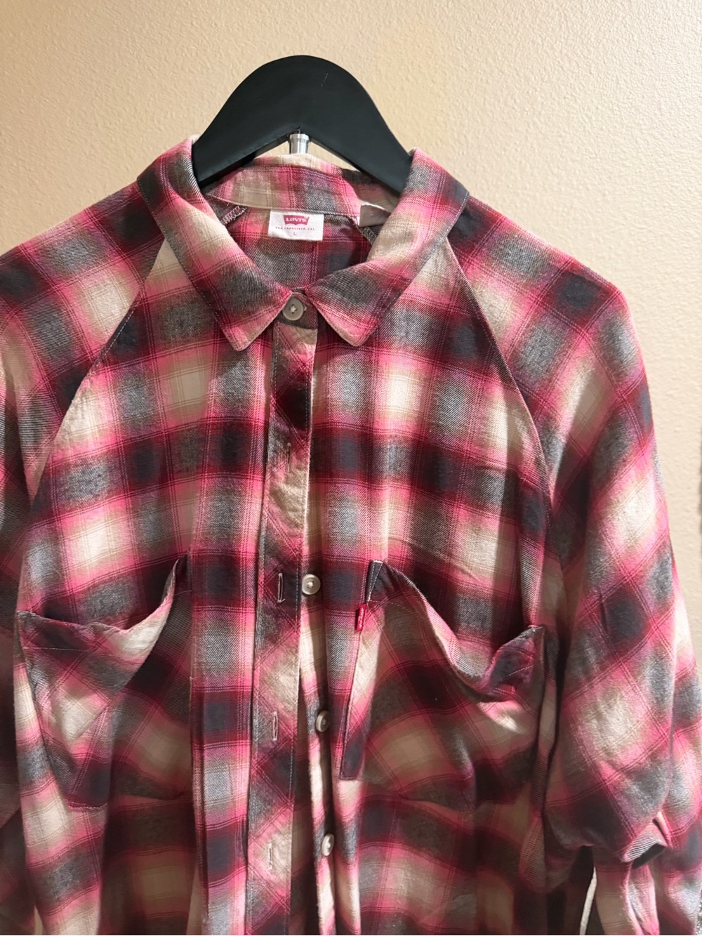 Levi's Pink and Cream Plaid Button-Down Shirt